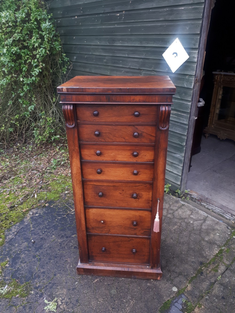 Early Victorian rosewood secretaire Wellington Chest  View III
