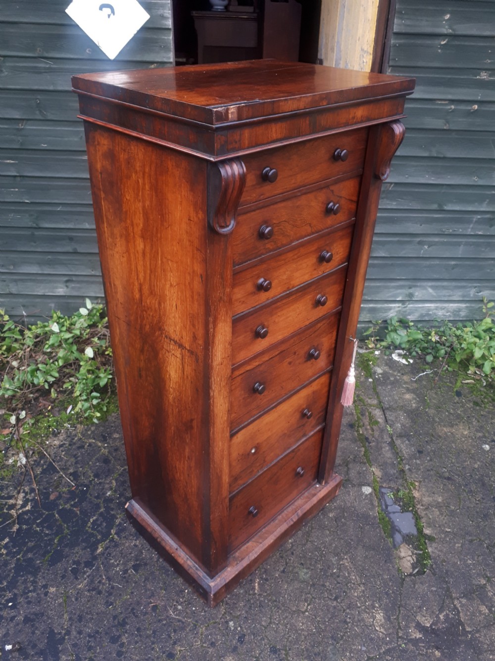 Early Victorian rosewood secretaire Wellington Chest  View IV