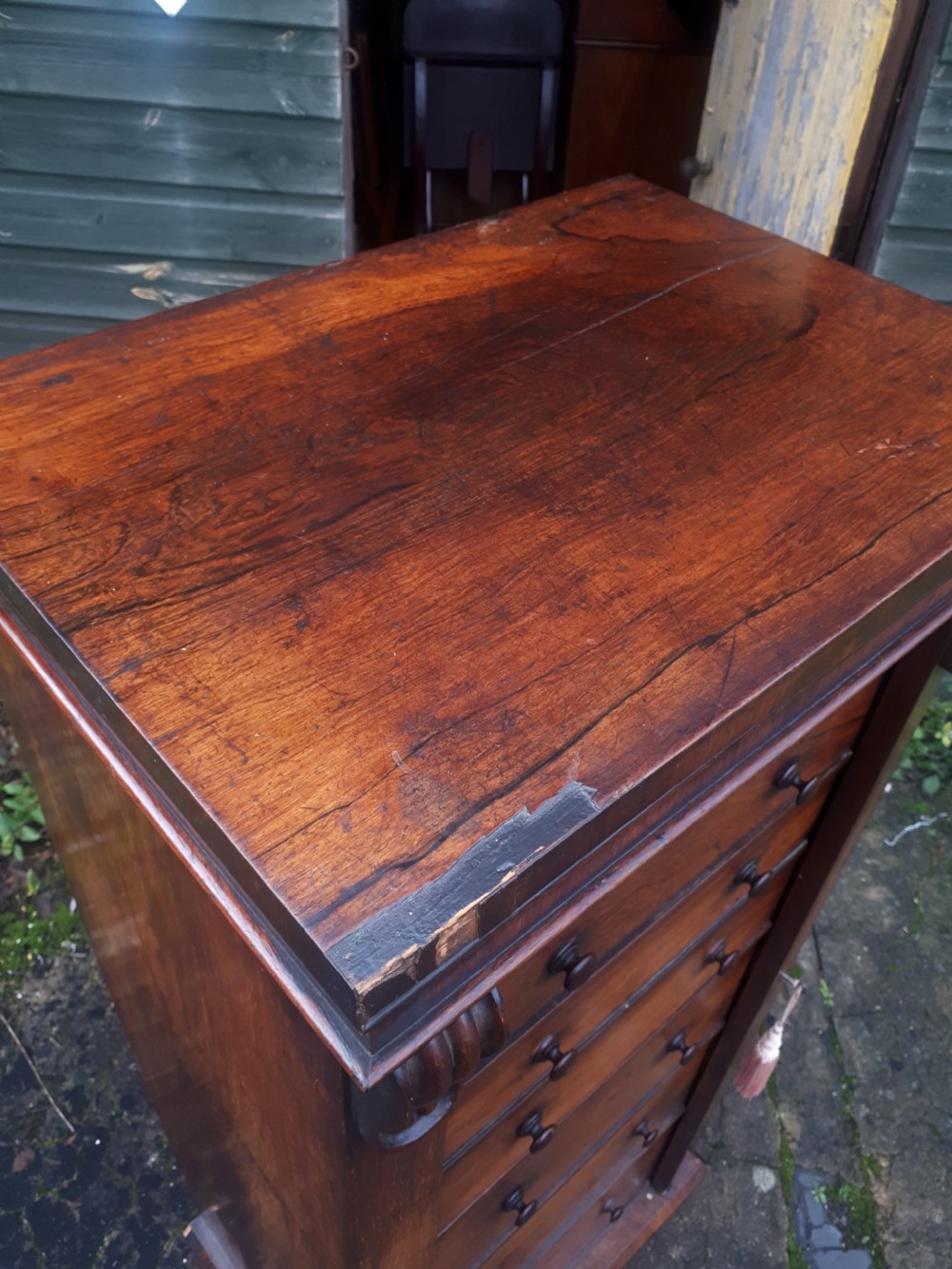 Early Victorian rosewood secretaire Wellington Chest  View VI