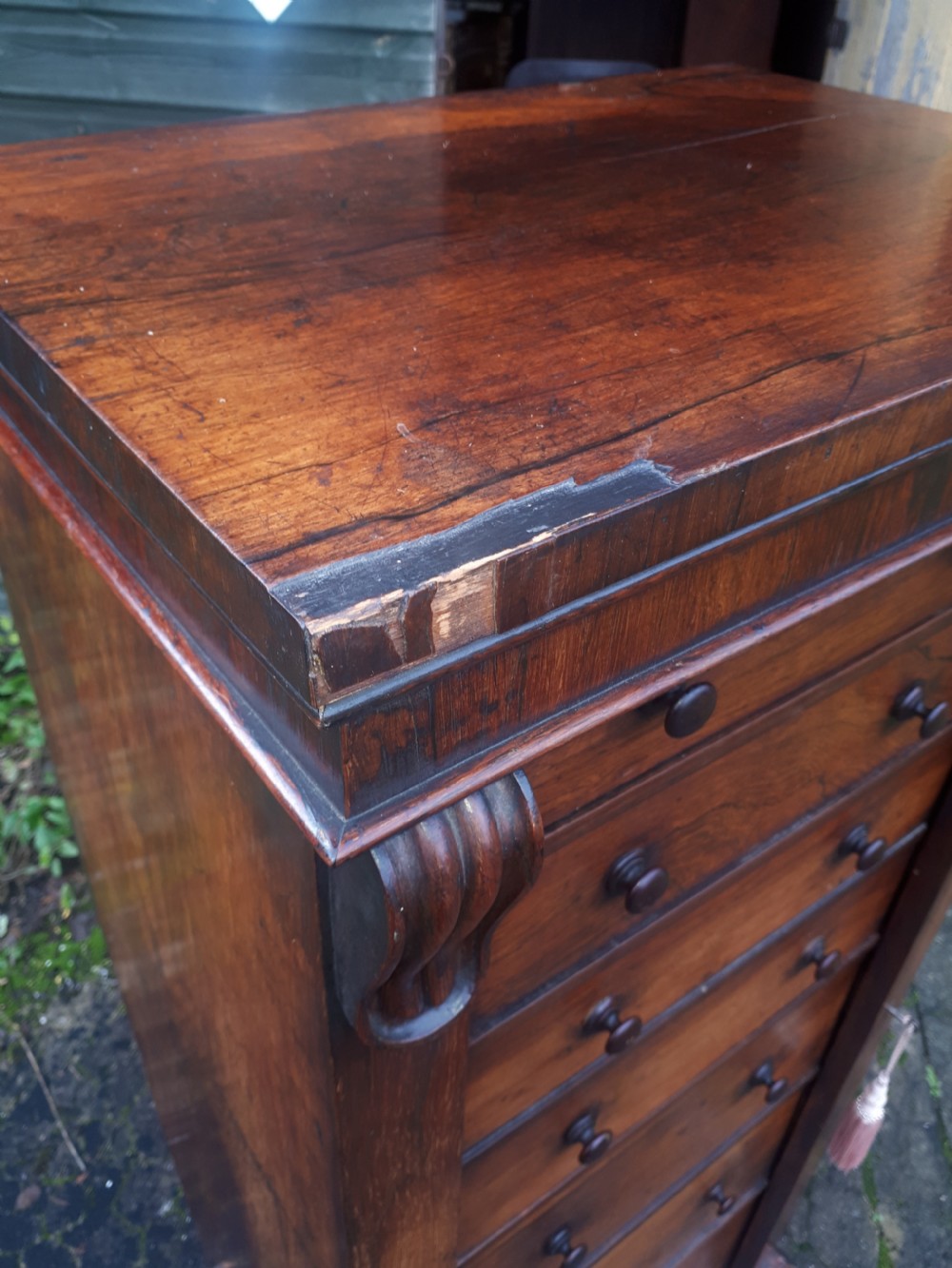 Early Victorian rosewood secretaire Wellington Chest  View VII