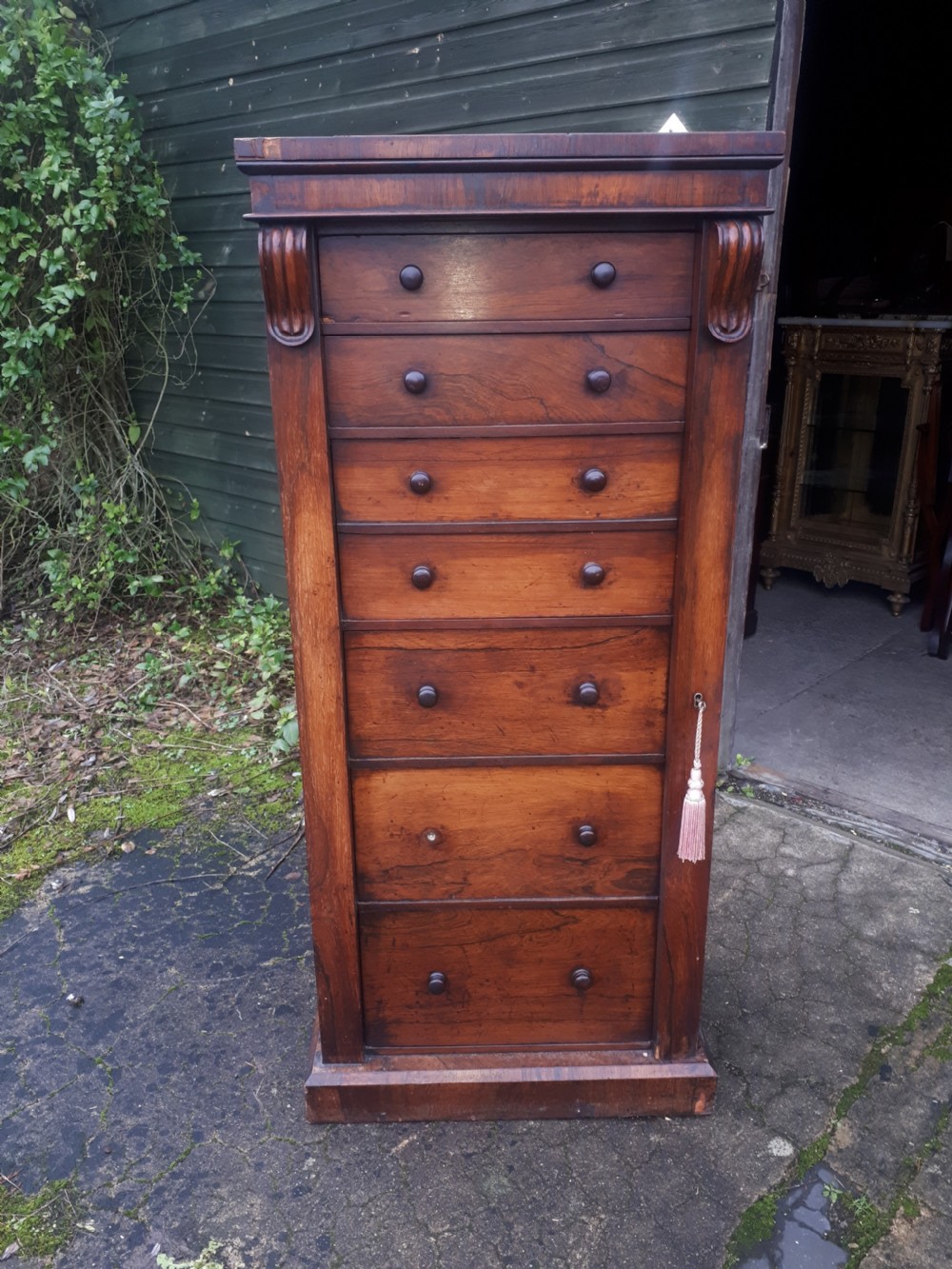Early Victorian rosewood secretaire Wellington Chest  View VIII