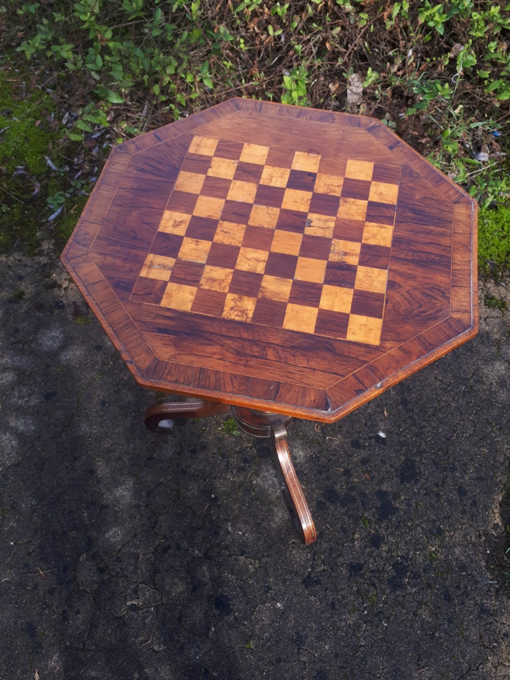 Regency brass inlaid rosewood games table View III