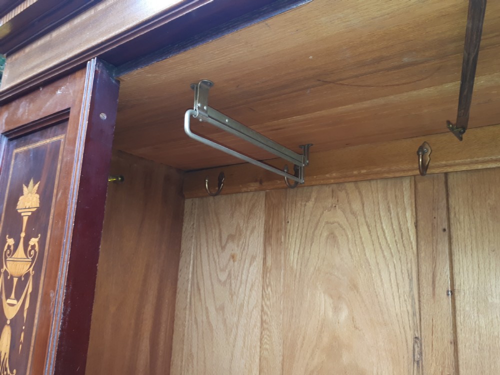 Edwardian inlaid mahogany hall wardrobe  View V