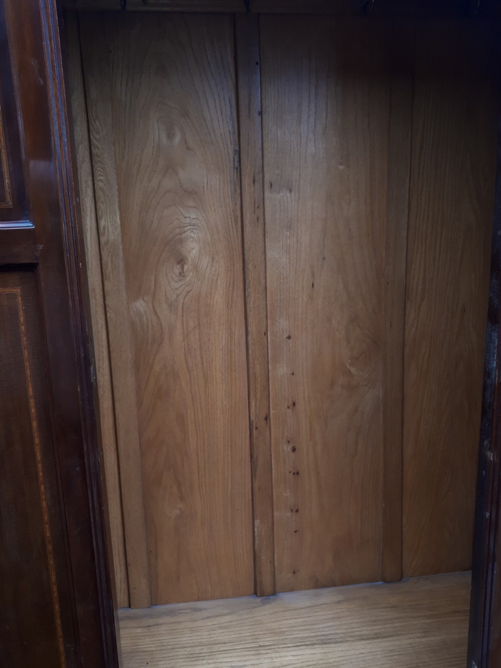 Edwardian inlaid mahogany hall wardrobe  View VII