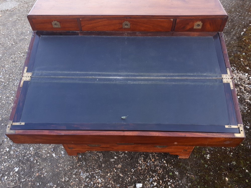 Brass inlaid Camphorwood 2 part campaign military writing chest View VIII