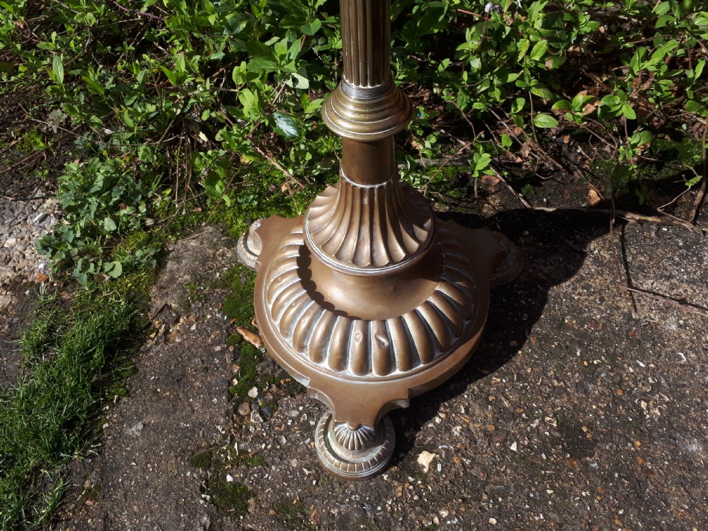 Good heavy brass fully adjustable lamp standard View V