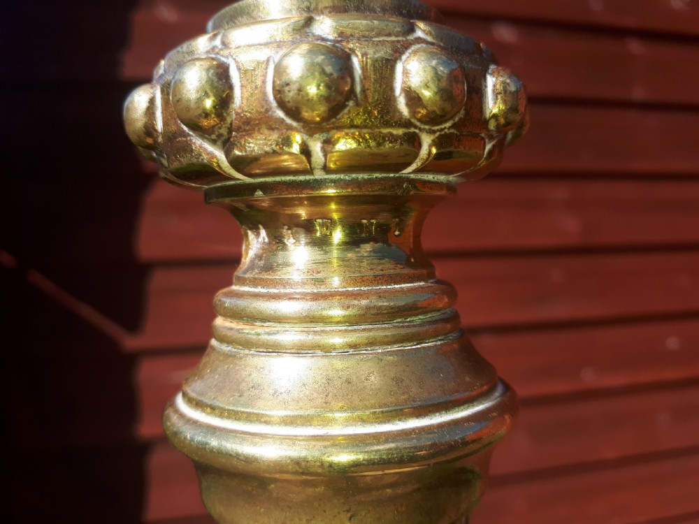 Good heavy brass fully adjustable lamp standard View VI