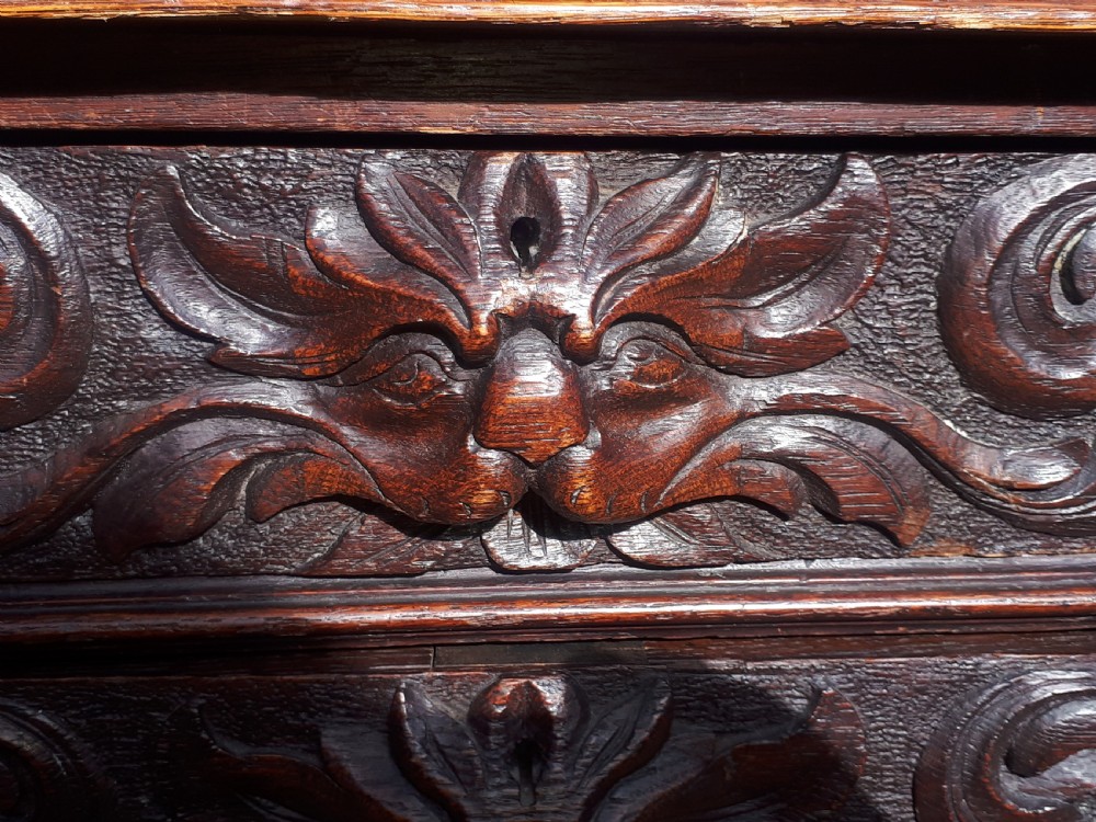Large Victorian carved oak partners writing desk  View VIII