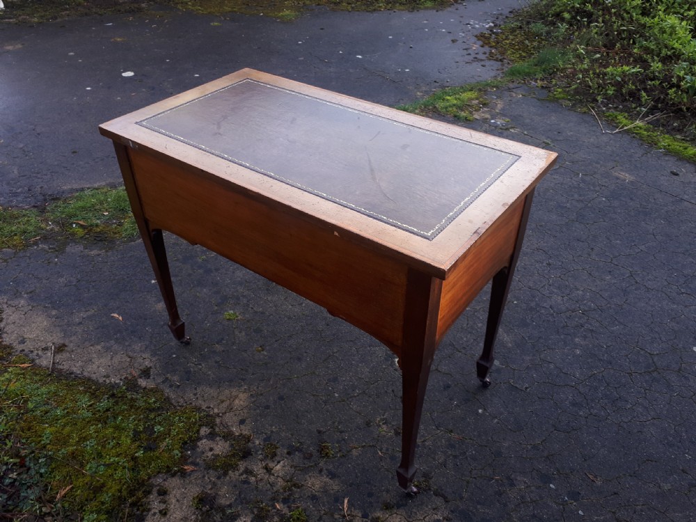 Edwardian inlaid mahogany writing table  View III