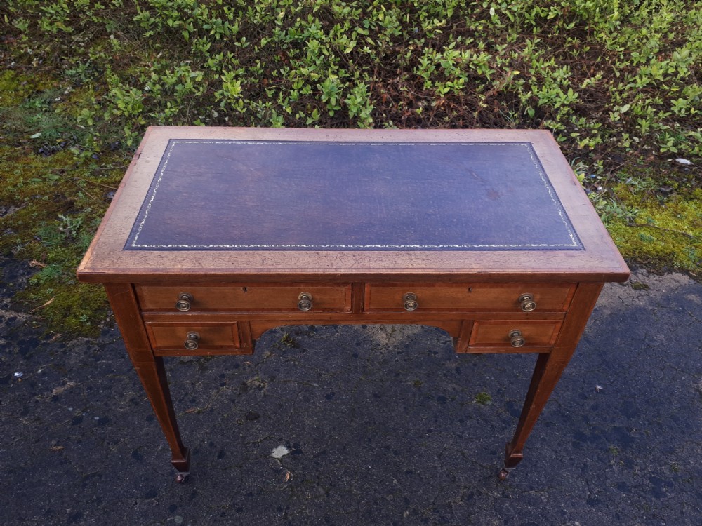 Edwardian inlaid mahogany writing table  View IV