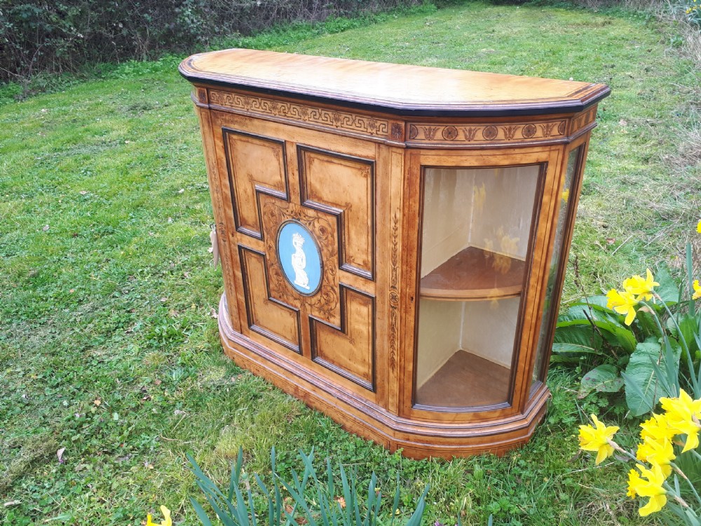 Neat and pretty 19th century side cabinet with makers label View II