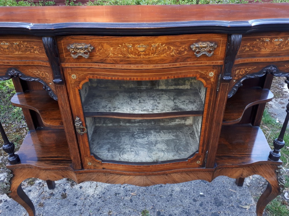 Pretty Late Victorian inlaid rosewood side cabinet  View III