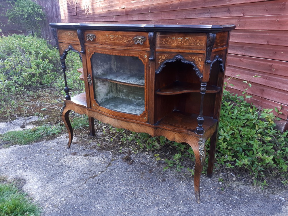 Pretty Late Victorian inlaid rosewood side cabinet  View IV