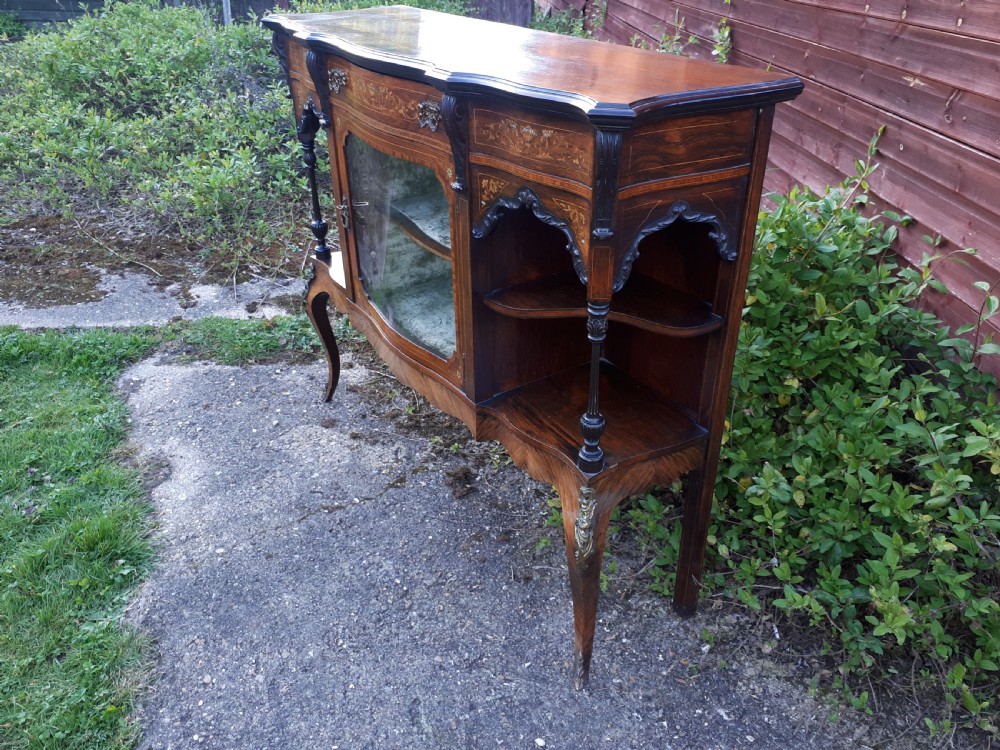 Pretty Late Victorian inlaid rosewood side cabinet  View VI