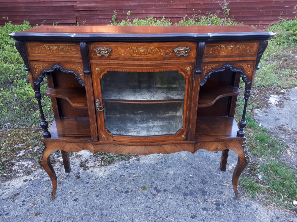Pretty Late Victorian inlaid rosewood side cabinet 