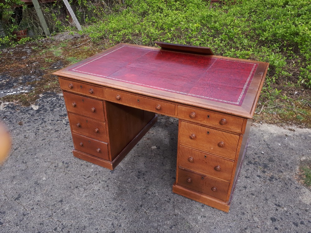Victorian pedestal oak partners desk View II