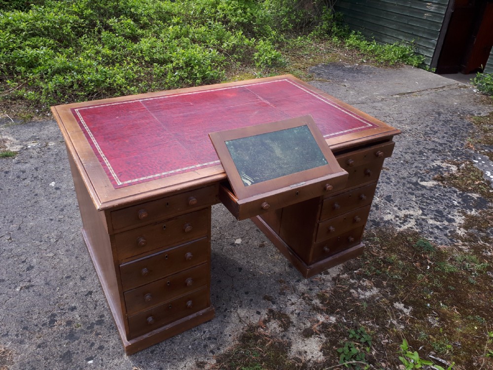 Victorian pedestal oak partners desk View IV