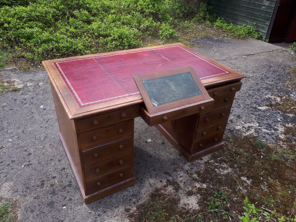 Victorian pedestal oak partners desk View V