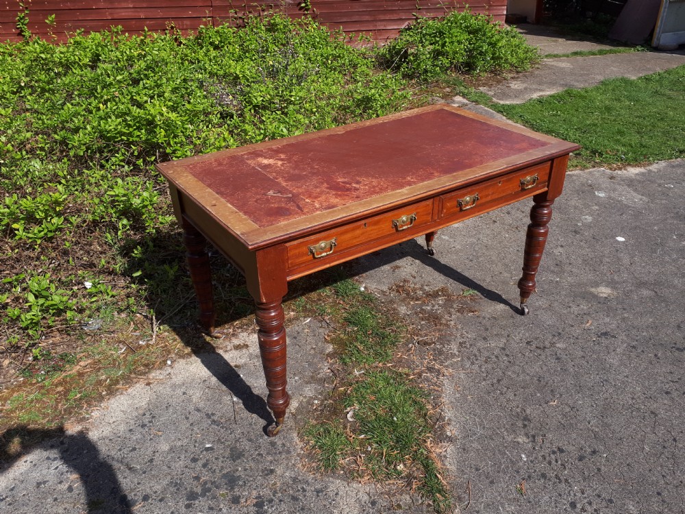 Large late Victorian mahogany writing table