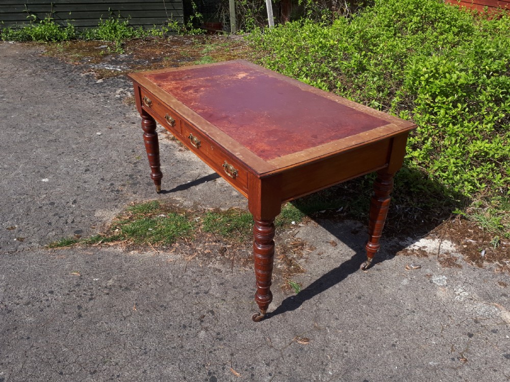 Large late Victorian mahogany writing table View IV