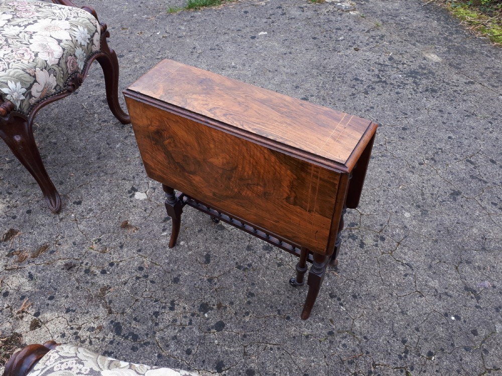 Victorian inlaid walnut Sutherland table View II