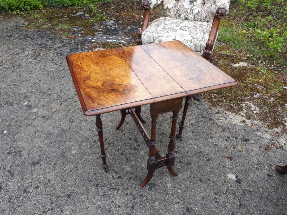 Victorian inlaid walnut Sutherland table View V