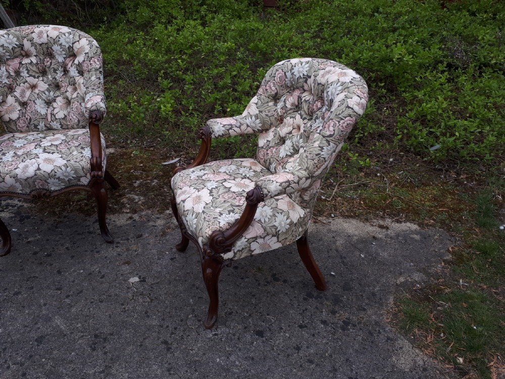 Pair of 19th century mahogany library desk armchairs View III
