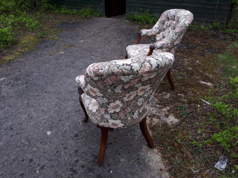 Pair of 19th century mahogany library desk armchairs View IV