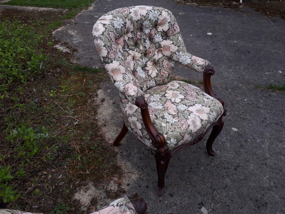 Pair of 19th century mahogany library desk armchairs View VI