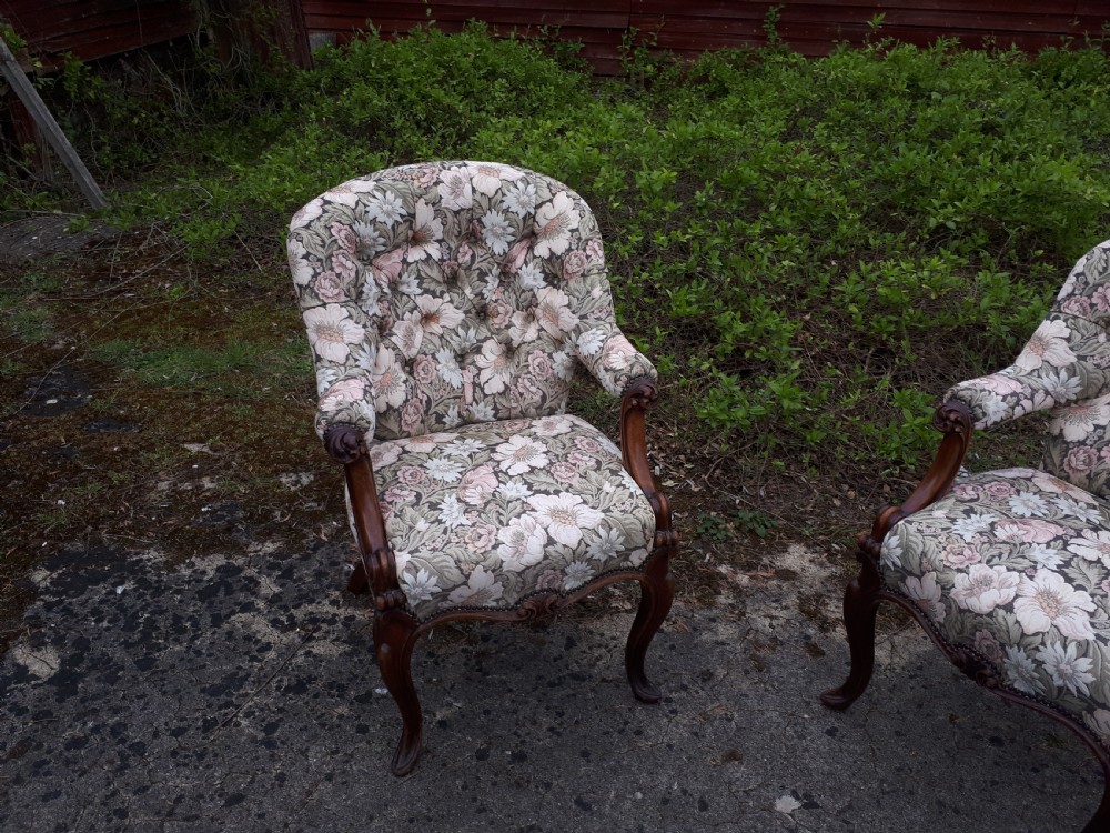 Pair of 19th century mahogany library desk armchairs View VII