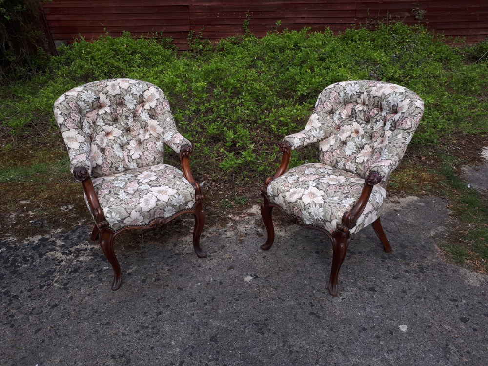 Pair of 19th century mahogany library desk armchairs View VIII