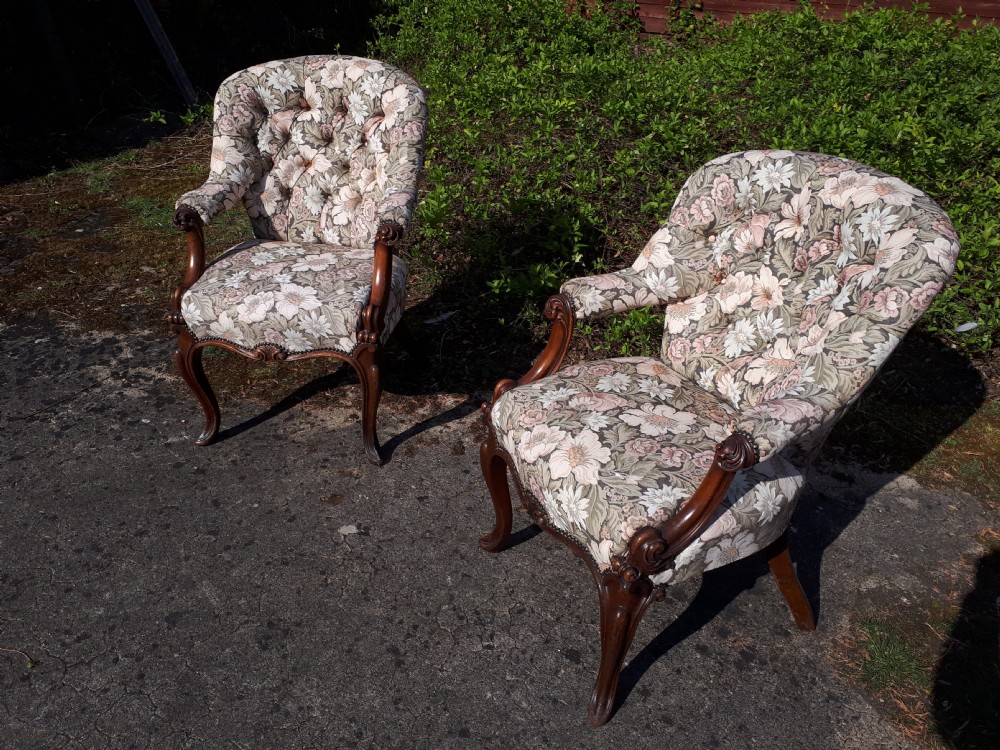 Pair of 19th century mahogany library desk armchairs View X