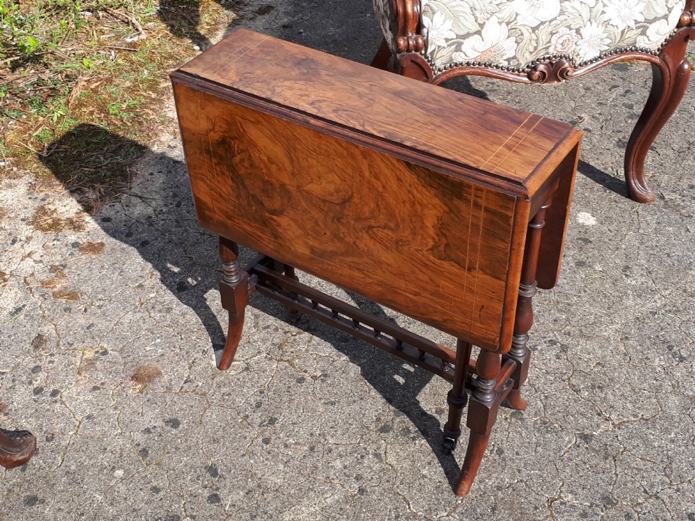 Victorian inlaid walnut Sutherland table