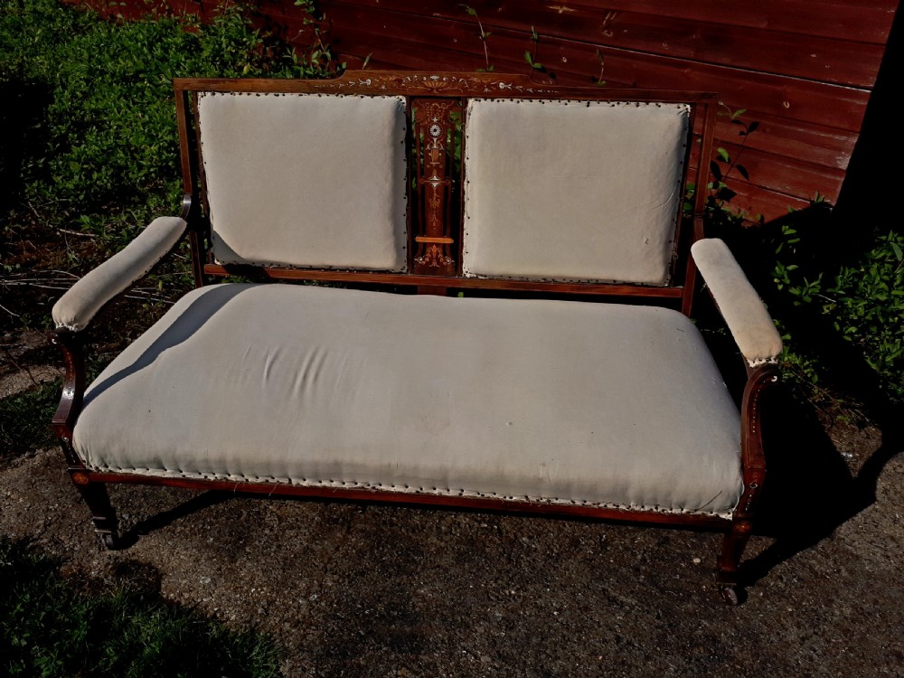 Good quality inlaid rosewood settee View V
