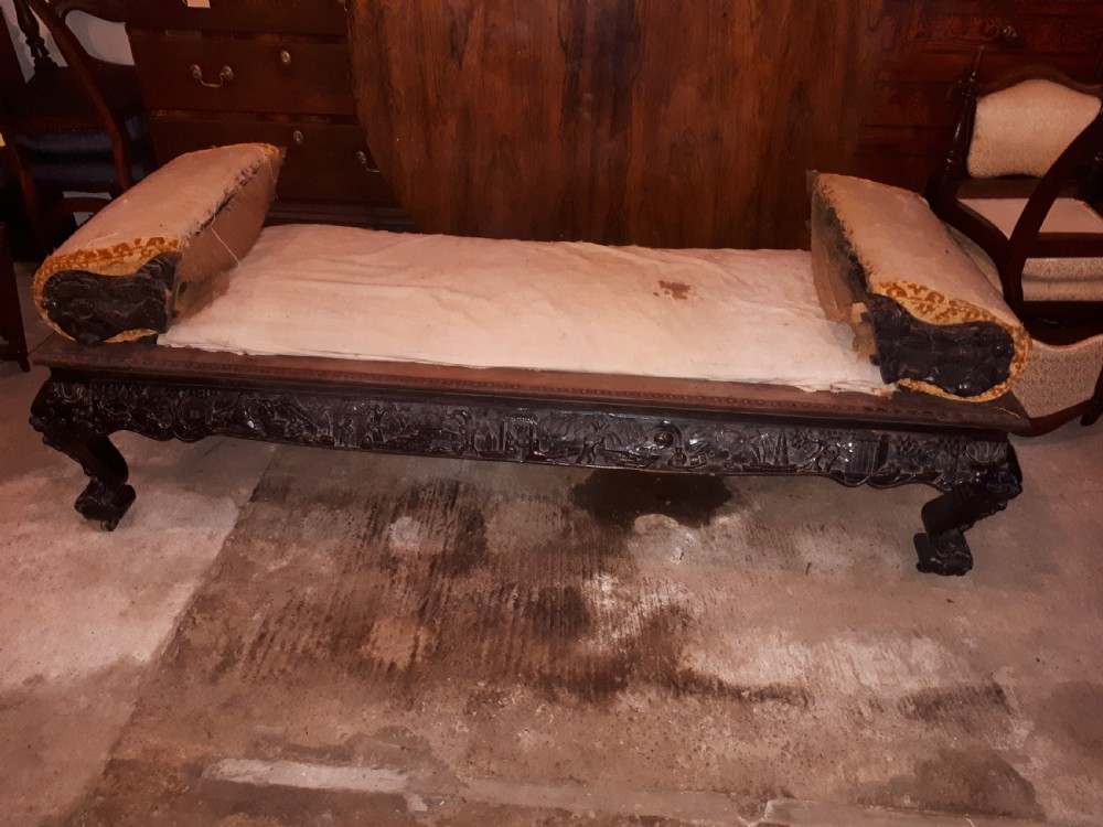Large carved Chinese window seat