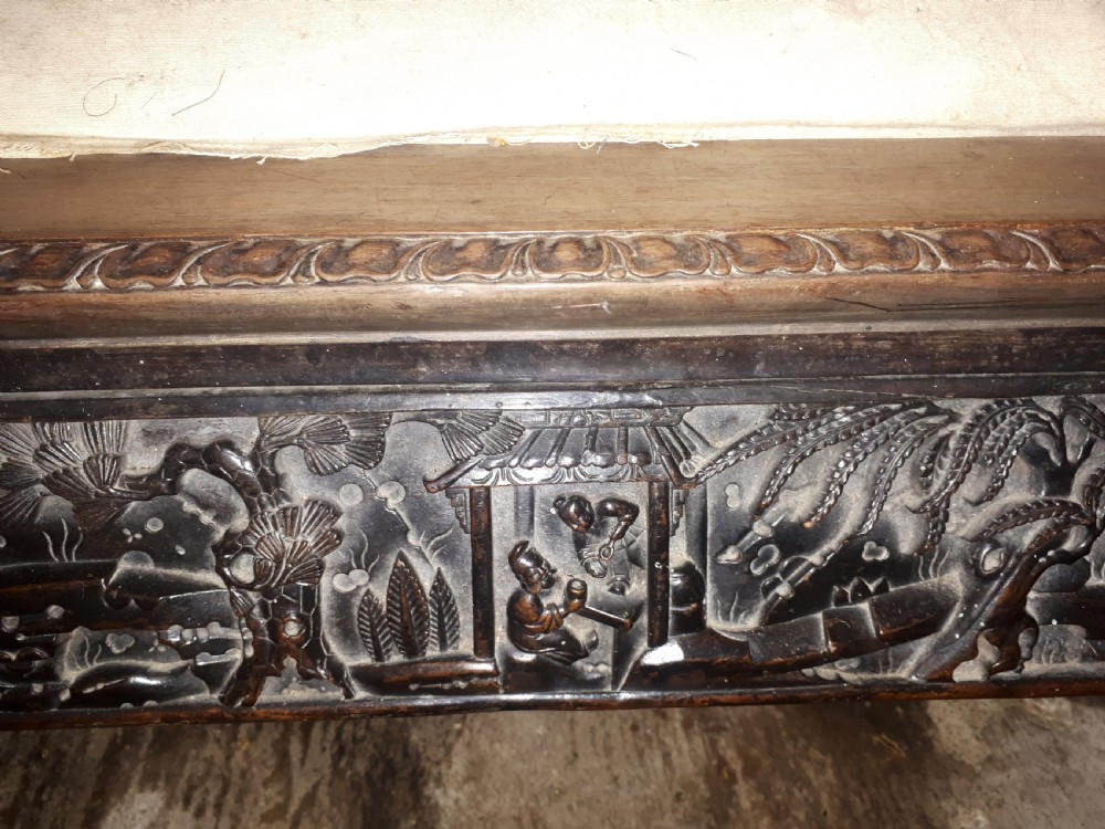 Large carved Chinese window seat View II