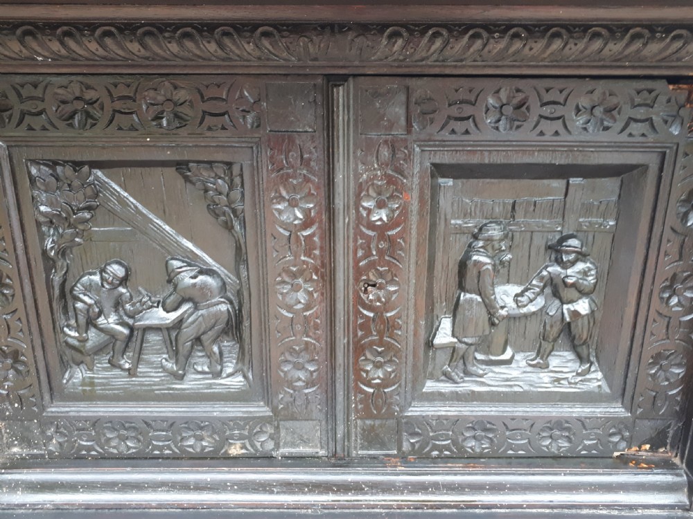 19th century 2 part carved oak cabinet View V