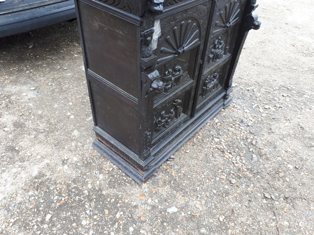 19th century 2 part carved oak cabinet View VII