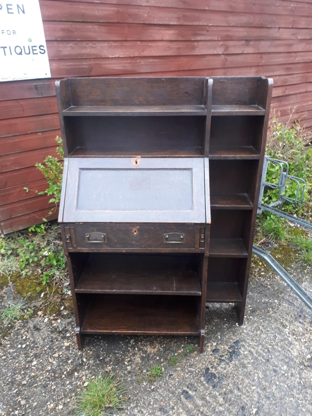 Liberty and Co oak compact oak bureau bookcase  View V