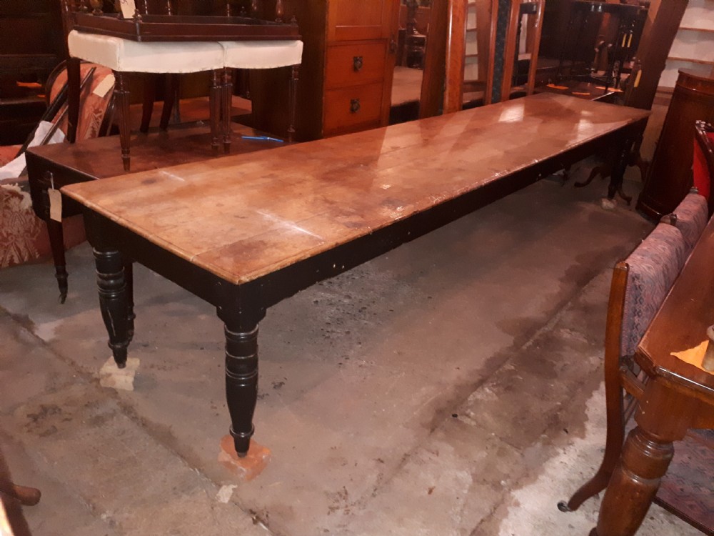 13 foot oak plank top kitchen dining table.