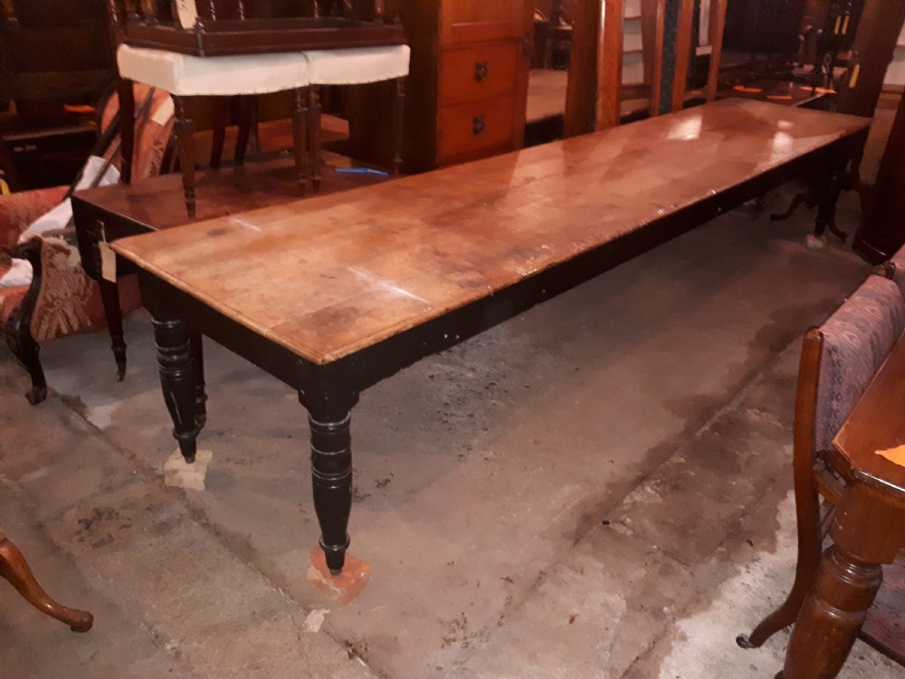 13 foot oak plank top kitchen dining table. View II