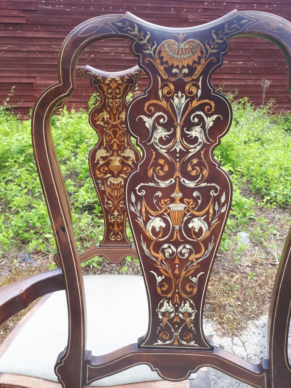 Edwardian inlaid mahogany armchair View III