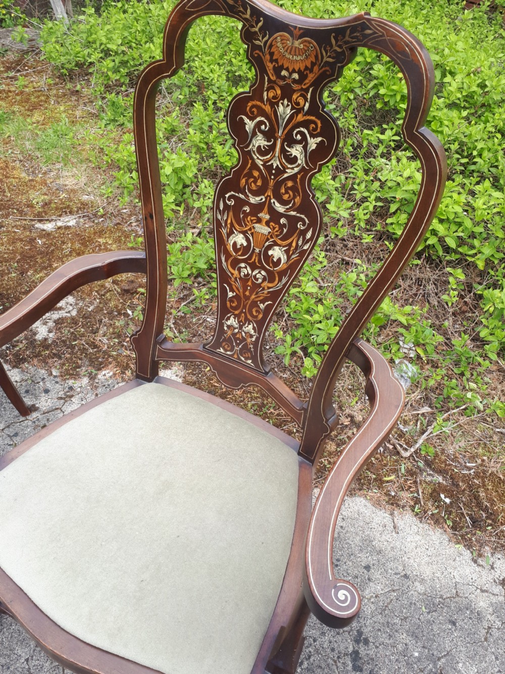 Edwardian inlaid mahogany armchair View IV