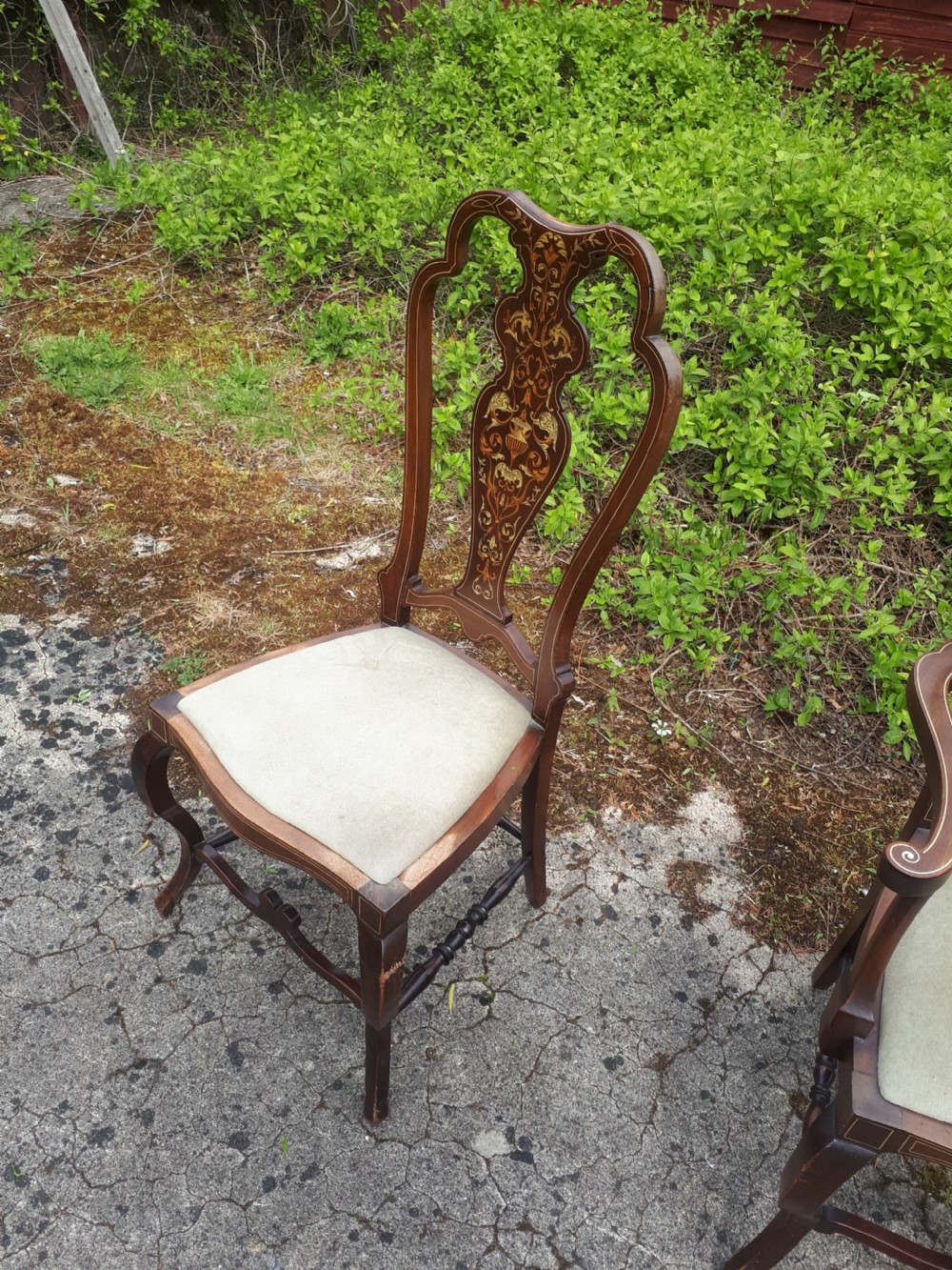 Edwardian inlaid mahogany armchair View V