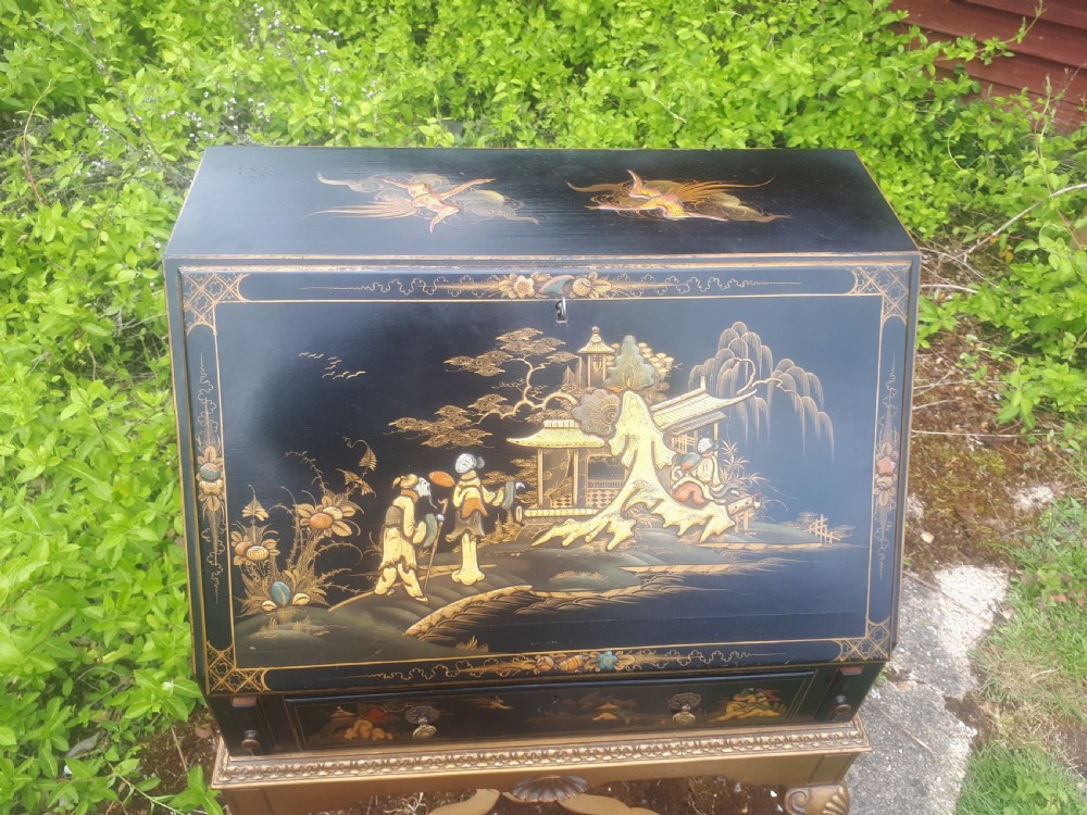 Early 20th century lacquered bureau on gilt stand View III