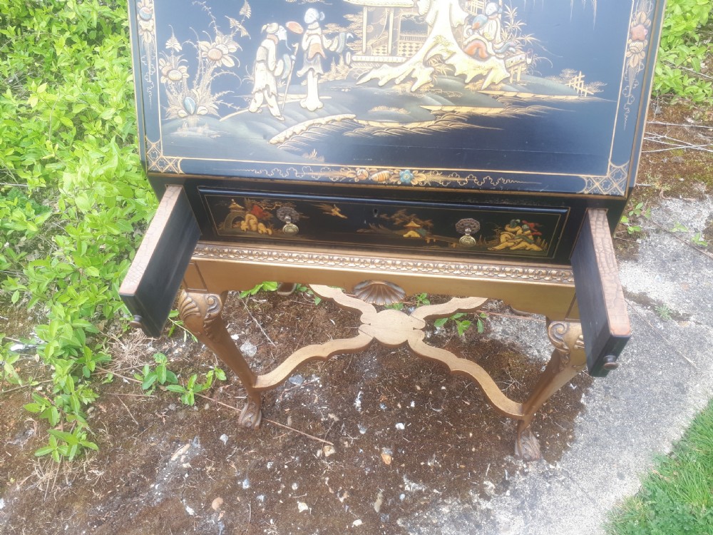 Early 20th century lacquered bureau on gilt stand View IV
