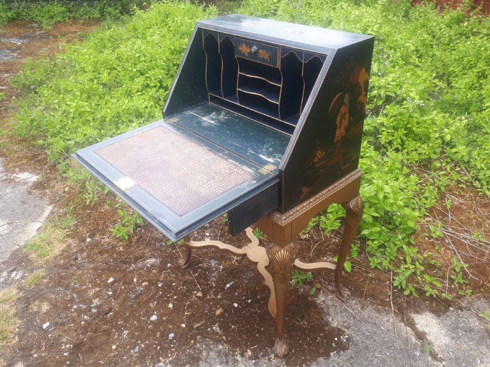 Early 20th century lacquered bureau on gilt stand View VI