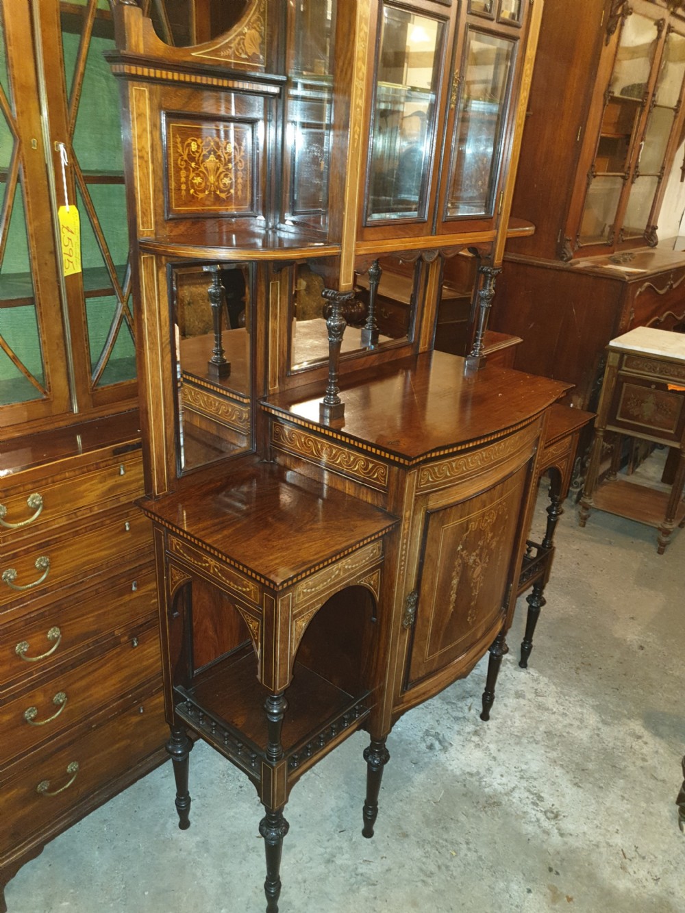 Good inlaid rosewood side cabinet View II