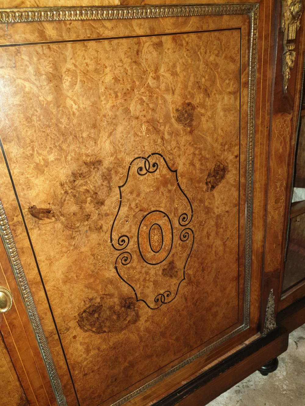 19th century inlaid walnut side cabinet View III