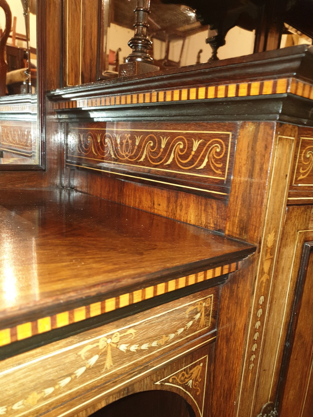 Good inlaid rosewood side cabinet View XI